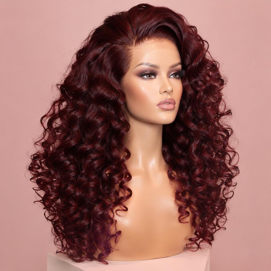 Burgundy Deep Curl, 20 inch